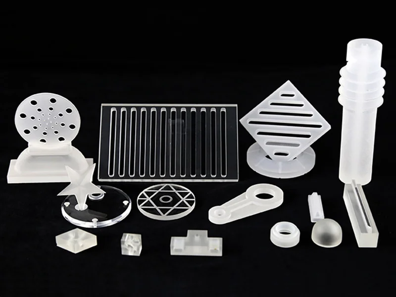 Piezas de cuarzo y vidrio mecanizadas por CNC