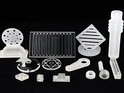 Piezas de cuarzo y vidrio mecanizadas por CNC